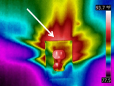 Air leakage at an outlet during blower door test	